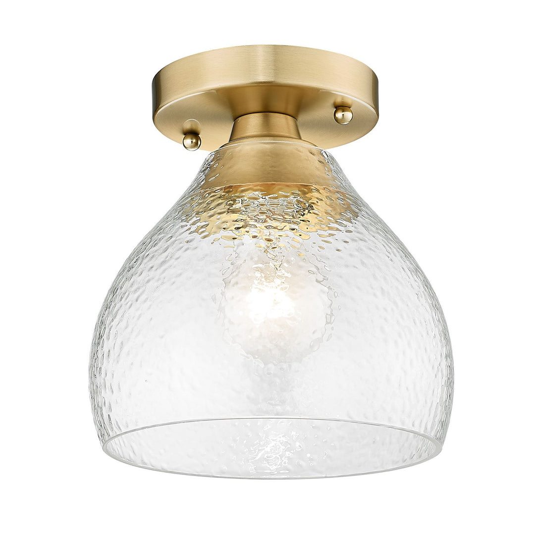Bcb Semi-Flush In Brushed Champagne Bronze With Clear Glass Shade by Golden