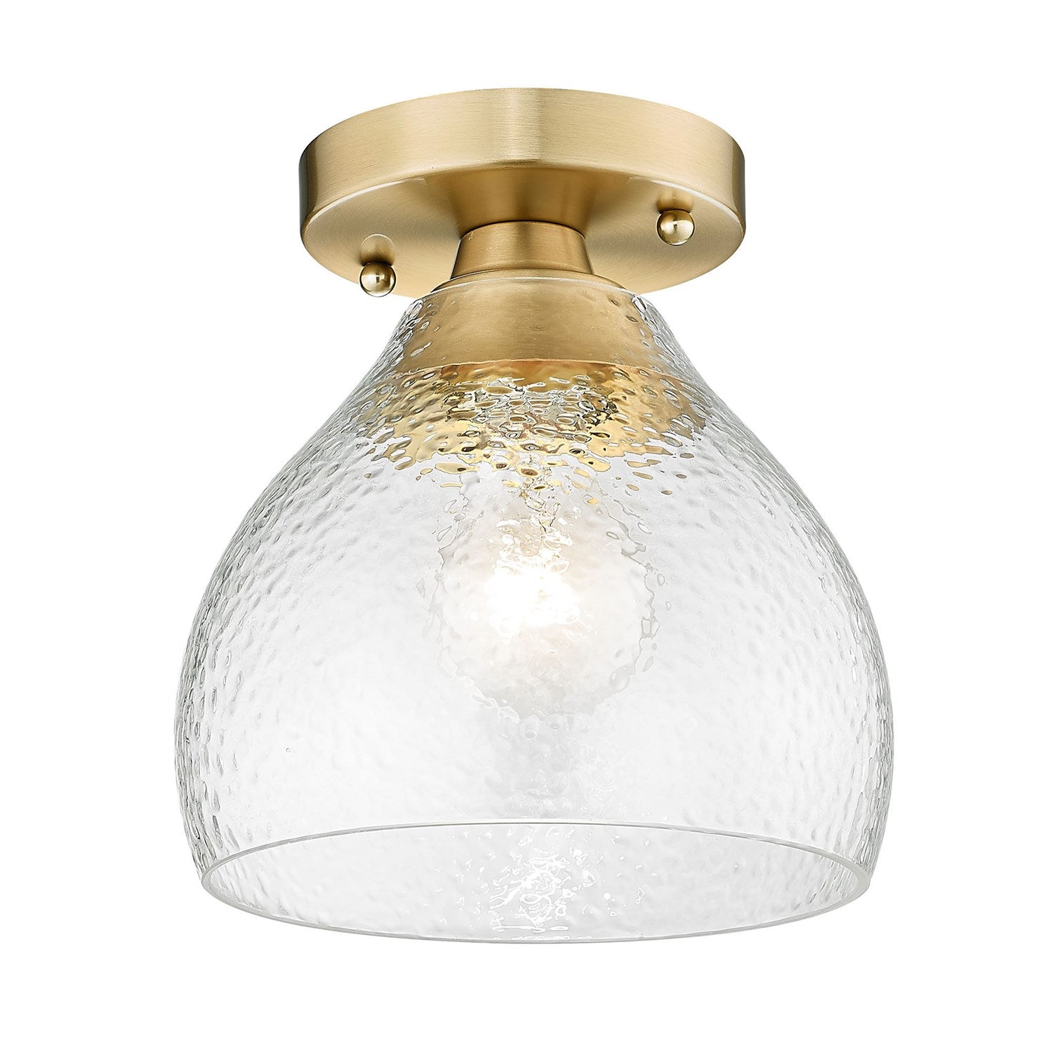 Bcb Semi-Flush In Brushed Champagne Bronze With Clear Glass Shade by Golden