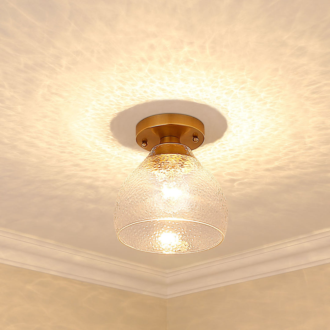 Bcb Semi-Flush In Brushed Champagne Bronze With Clear Glass Shade