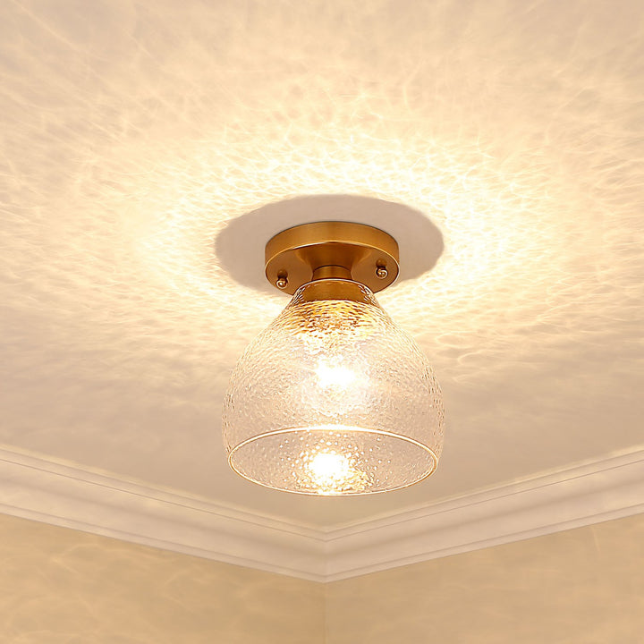 Bcb Semi-Flush In Brushed Champagne Bronze With Clear Glass Shade