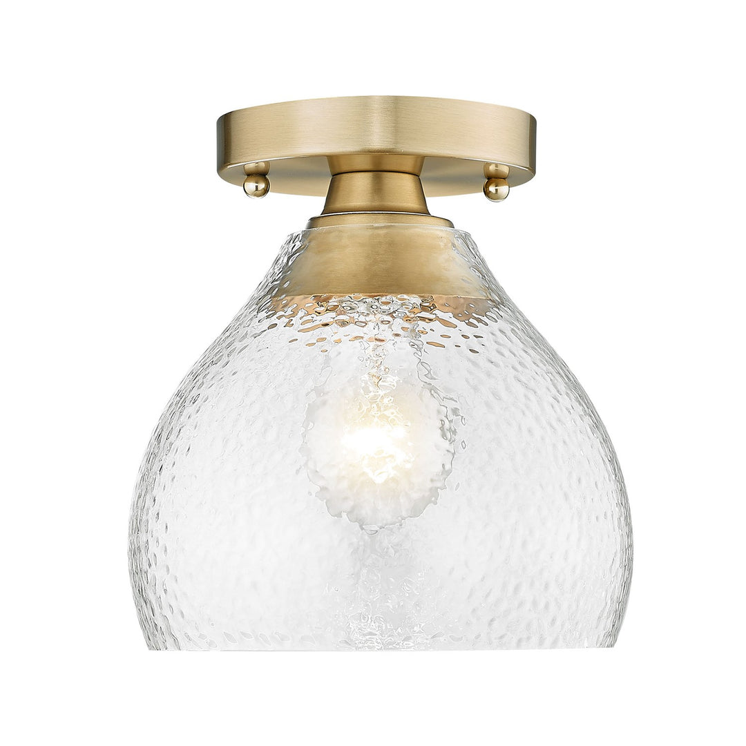 Bcb Semi-Flush In Brushed Champagne Bronze With Clear Glass Shade