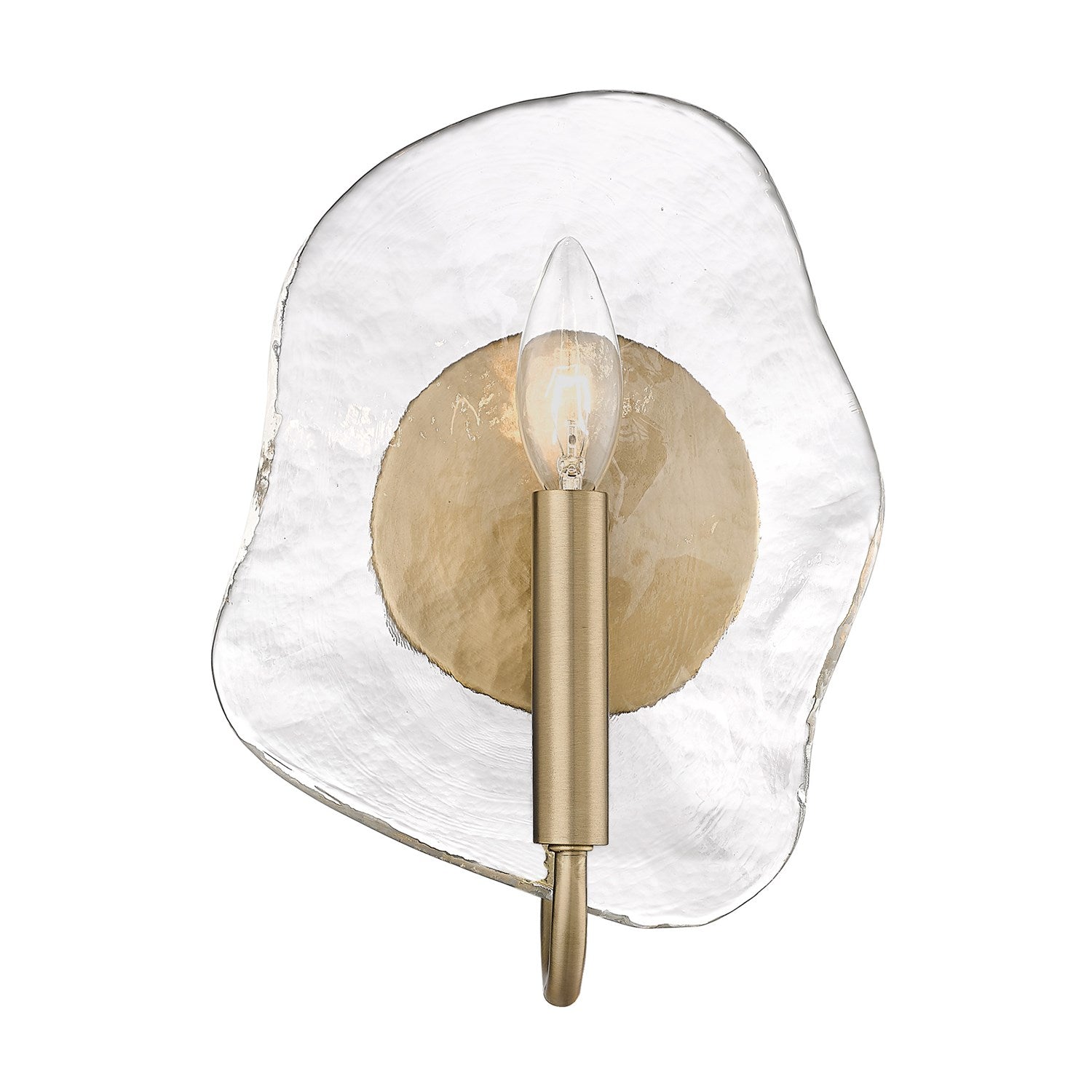 Mbs 1 Light Wall Sconce In Modern Brass With Hammered Water Glass Shade by Golden