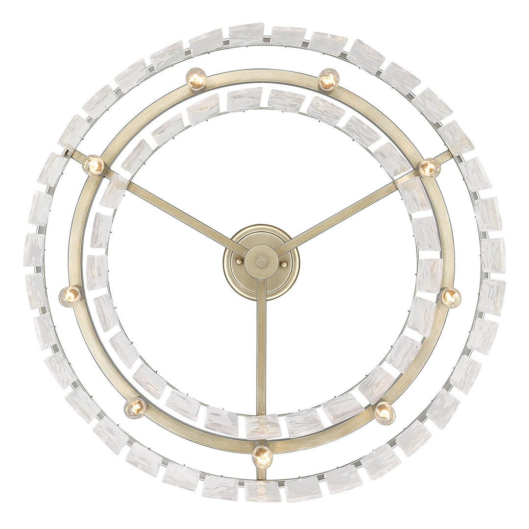 Wg 9 Light Semi-Flush In White Gold With Hammered Water Glass Shade