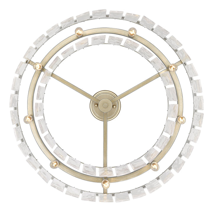 Wg 9 Light Semi-Flush In White Gold With Hammered Water Glass Shade