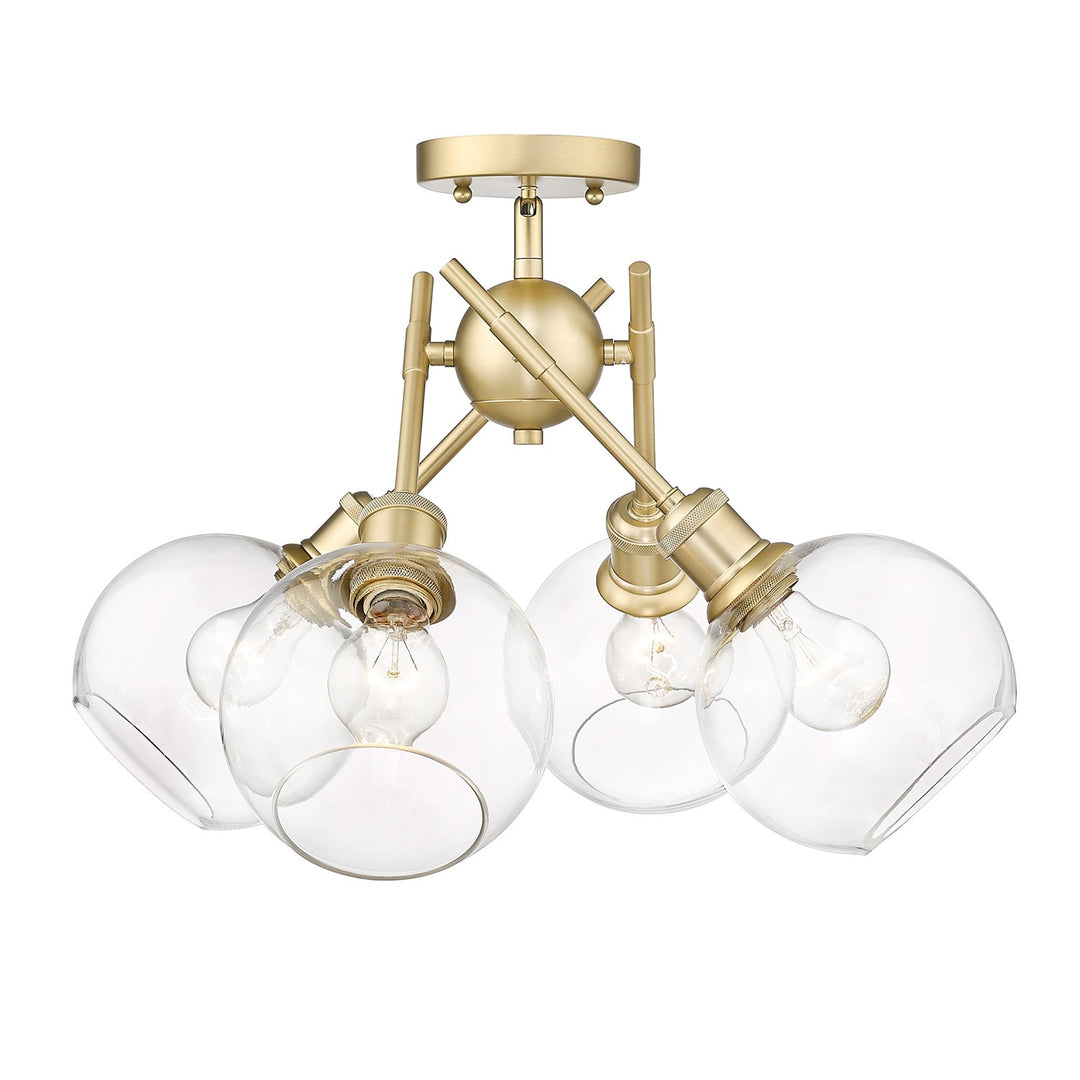 Bcb Semi-Flush In Brushed Champagne Bronze With Clear Glass Shade