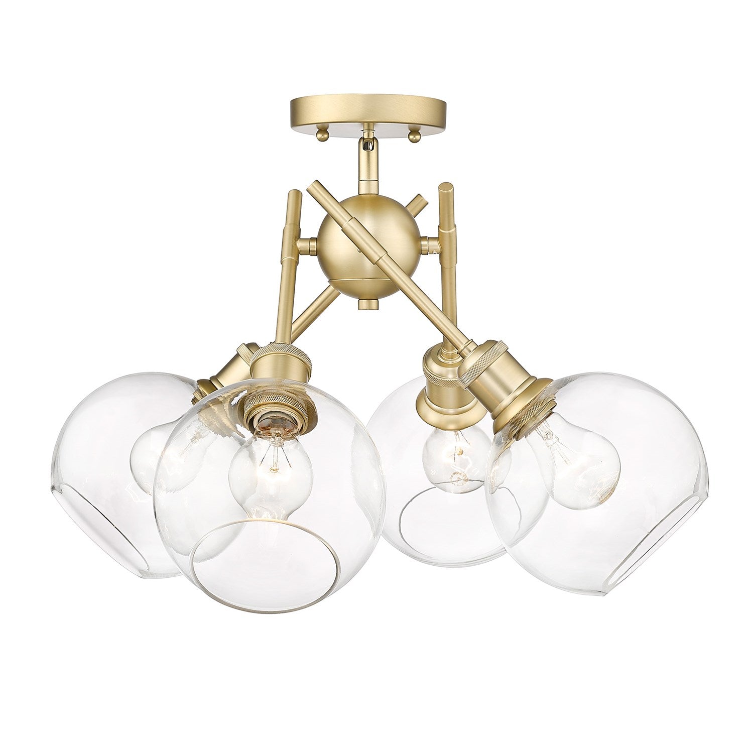 Bcb Semi-Flush In Brushed Champagne Bronze With Clear Glass Shade