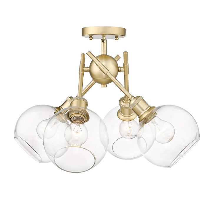 Bcb Semi-Flush In Brushed Champagne Bronze With Clear Glass Shade