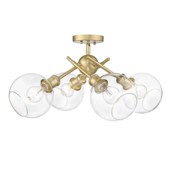 Bcb Semi-Flush In Brushed Champagne Bronze With Clear Glass Shade