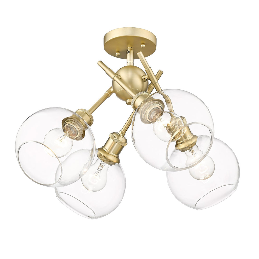 Bcb Semi-Flush In Brushed Champagne Bronze With Clear Glass Shade