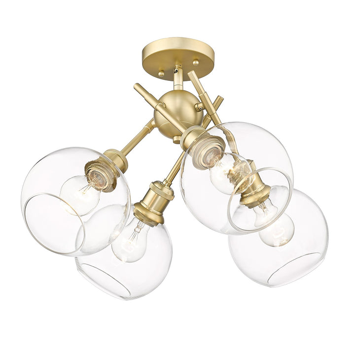 Bcb Semi-Flush In Brushed Champagne Bronze With Clear Glass Shade