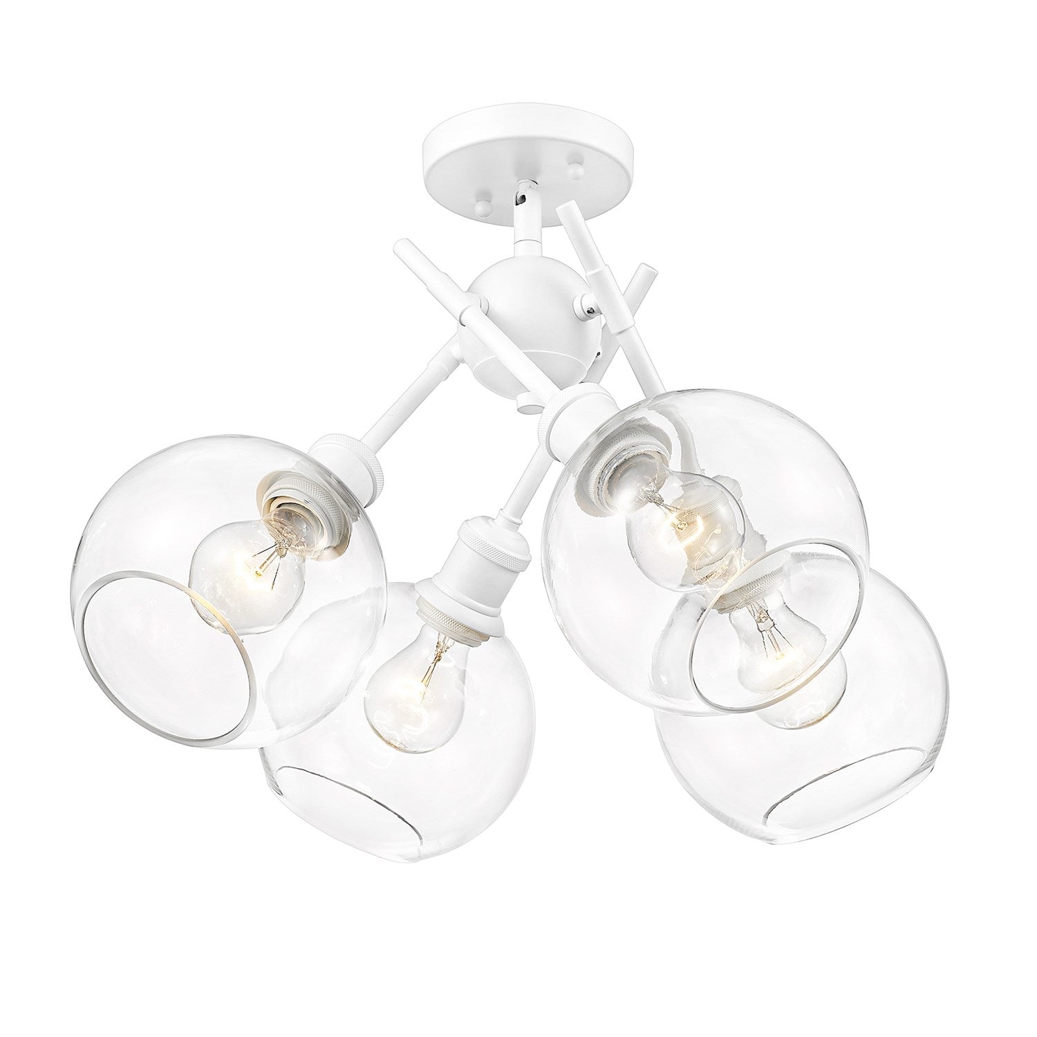 Wht Semi-Flush In Matte White With Clear Glass Shade