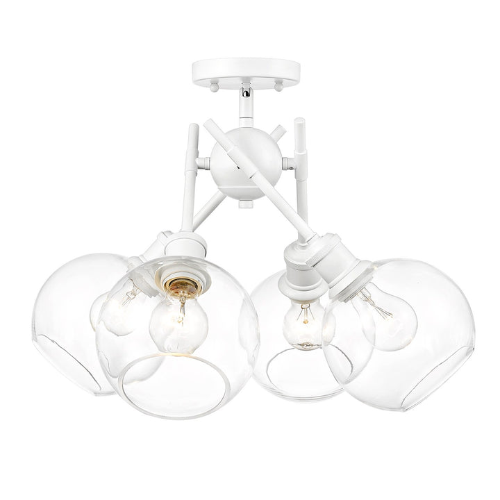 Wht Semi-Flush In Matte White With Clear Glass Shade