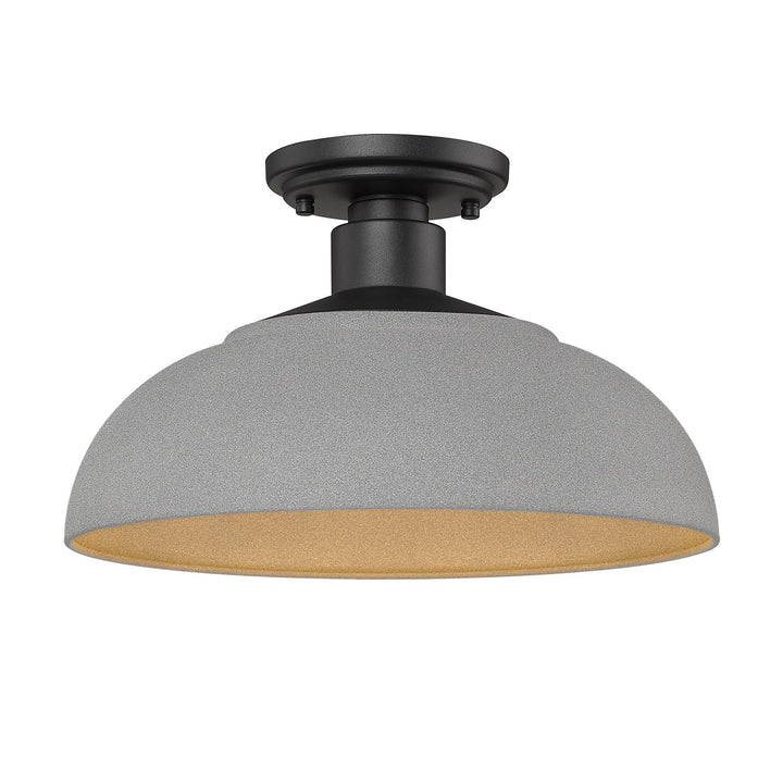 Semi-Flush - Outdoor In Natural Black With Natural Gray Shade