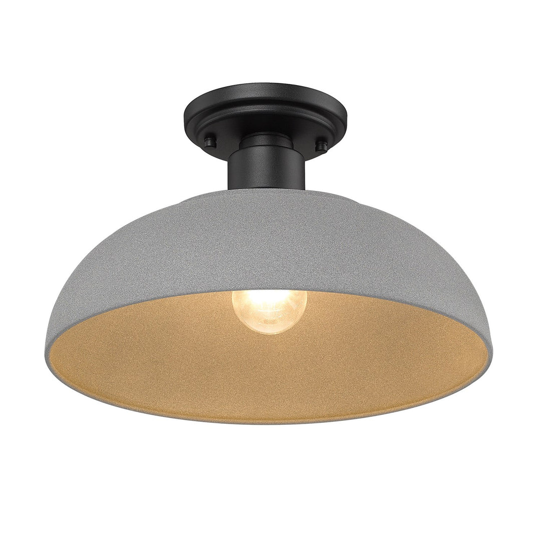 Semi-Flush - Outdoor In Natural Black With Natural Gray Shade