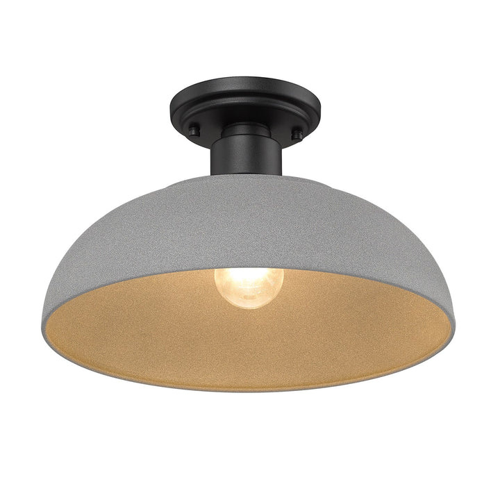 Semi-Flush - Outdoor In Natural Black With Natural Gray Shade