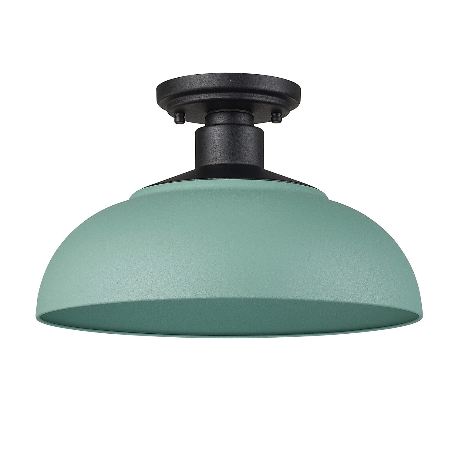 Semi-Flush - Outdoor In Natural Black With Natural Teal Shade by Golden