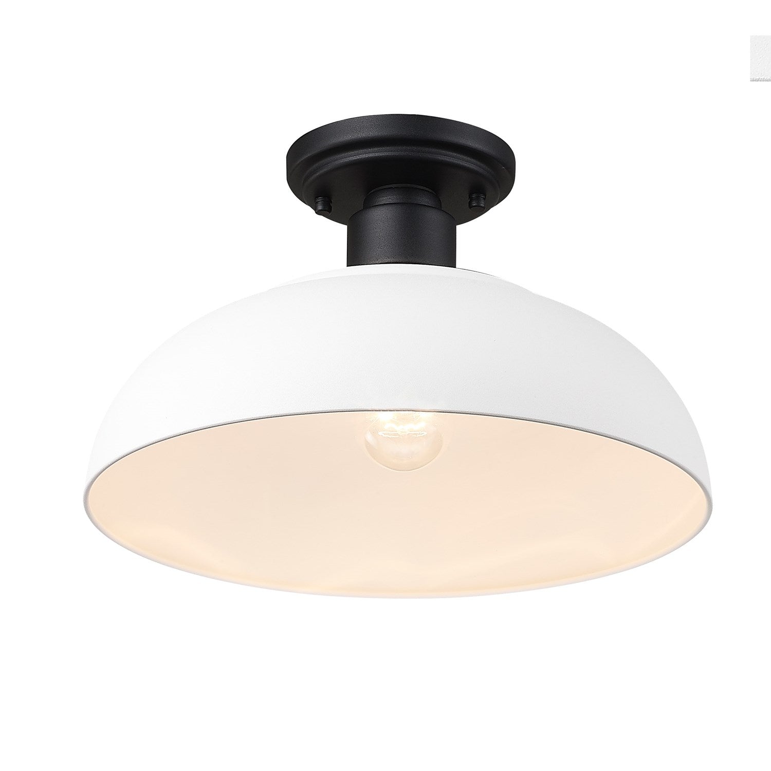 Semi-Flush - Outdoor In Natural Black With Natural White Shade