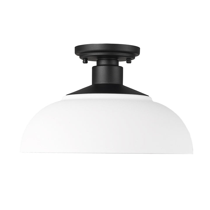 Semi-Flush - Outdoor In Natural Black With Natural White Shade