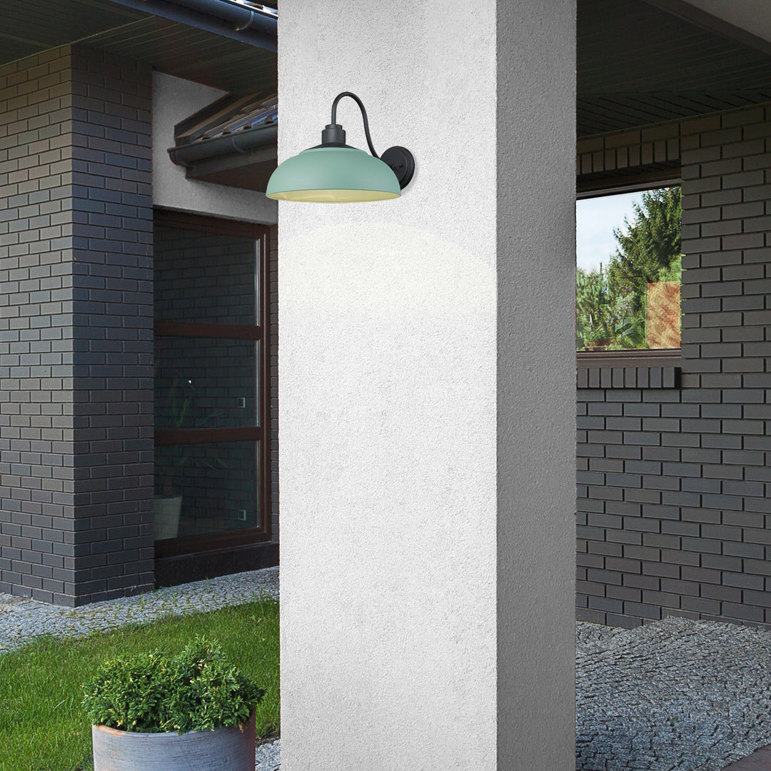 Large Wall Sconce - Outdoor In Natural Black With Natural Teal Shade
