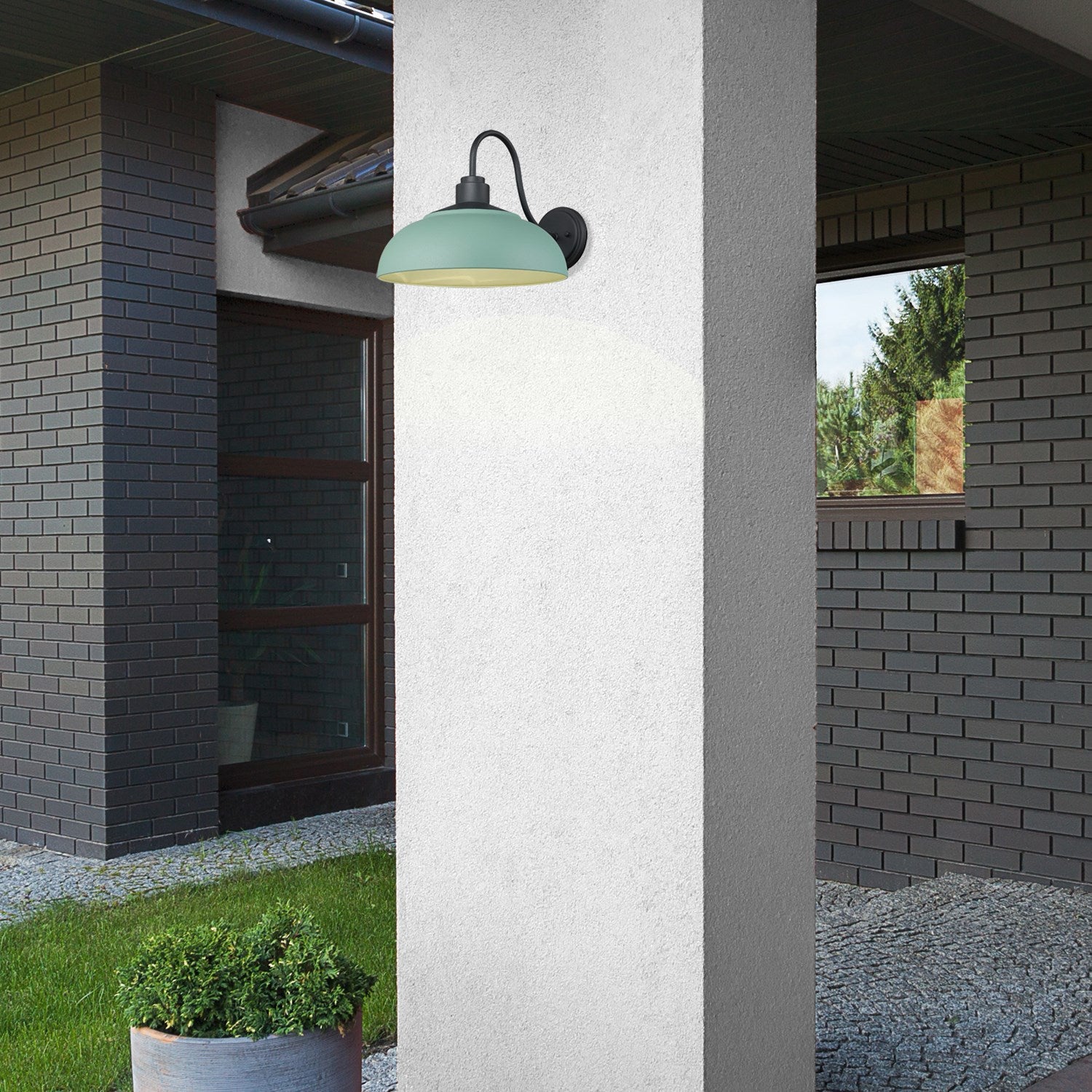 Large Wall Sconce - Outdoor In Natural Black With Natural Teal Shade