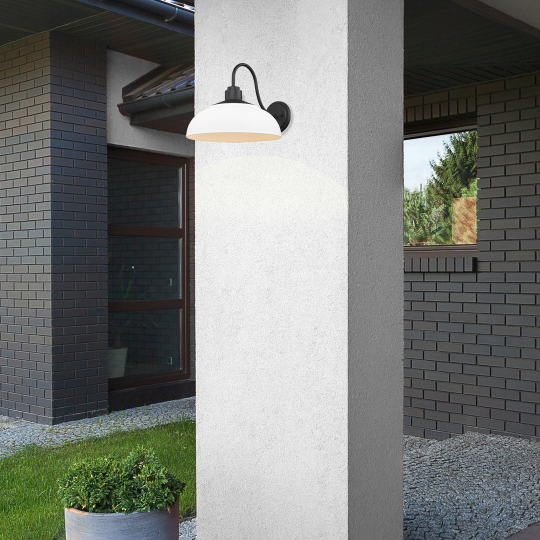 Large Wall Sconce - Outdoor In Natural Black With Natural White Shade