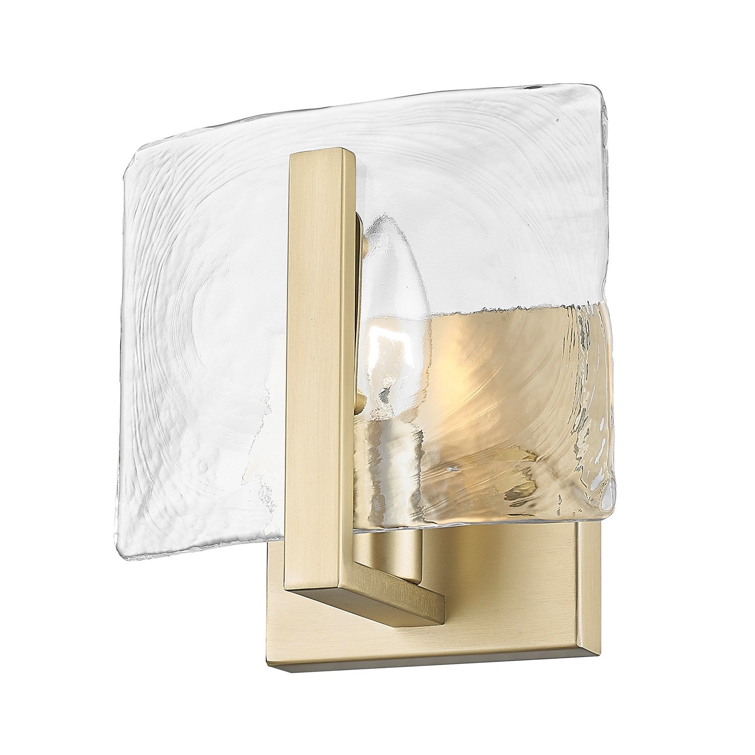 Bcb 1 Light Wall Sconce In Brushed Champagne Bronze With Water Glass Shade by Golden