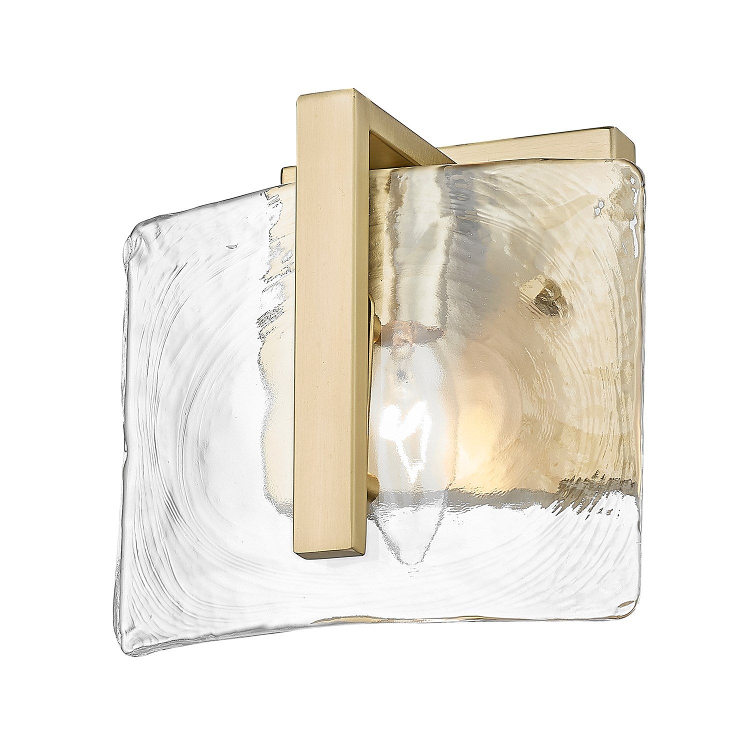 Bcb 1 Light Wall Sconce In Brushed Champagne Bronze With Water Glass Shade