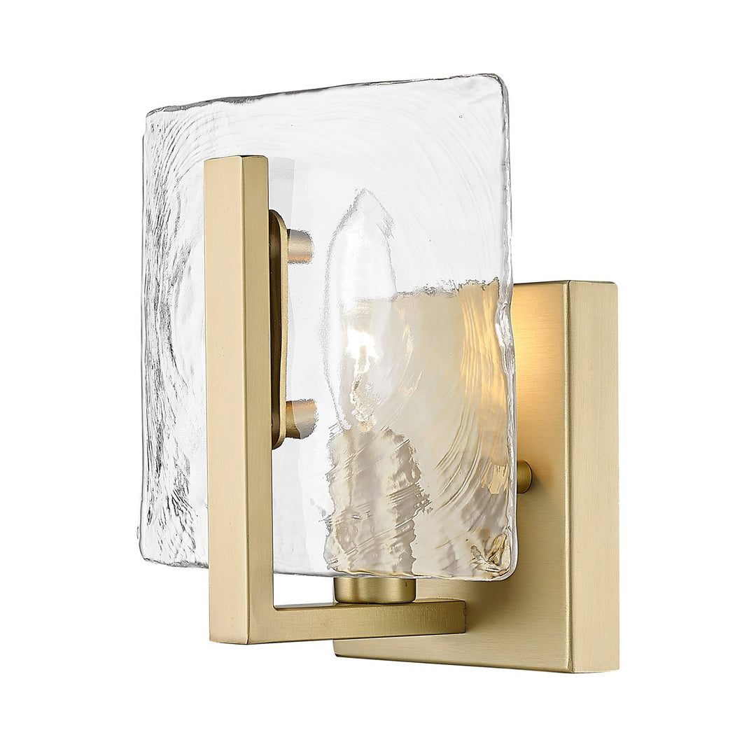 Bcb 1 Light Wall Sconce In Brushed Champagne Bronze With Water Glass Shade