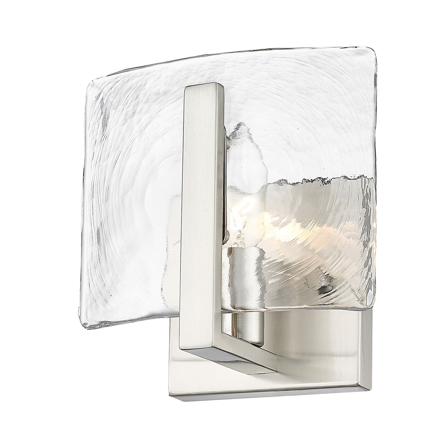 Pw 1 Light Wall Sconce In Pewter With Hammered Water Glass Shade by Golden