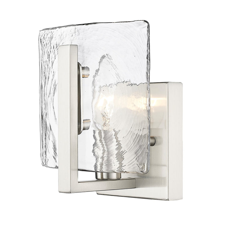 Pw 1 Light Wall Sconce In Pewter With Hammered Water Glass Shade