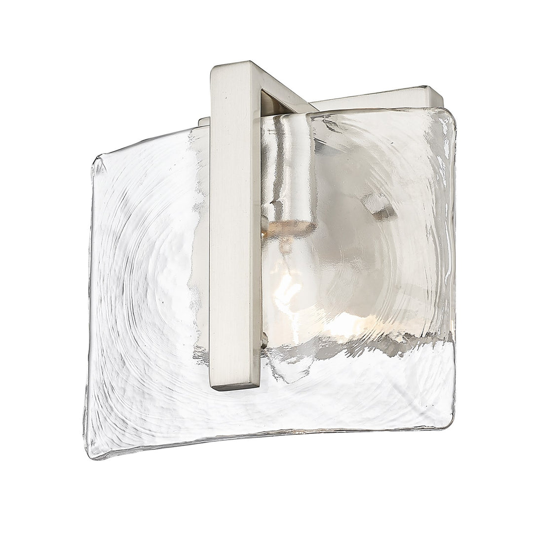 Pw 1 Light Wall Sconce In Pewter With Hammered Water Glass Shade