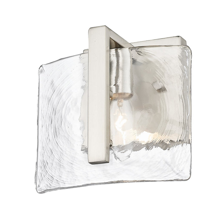 Pw 1 Light Wall Sconce In Pewter With Hammered Water Glass Shade