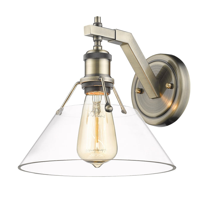 Ab 1 Light Wall Sconce In Aged Brass With Clear Glass by Golden
