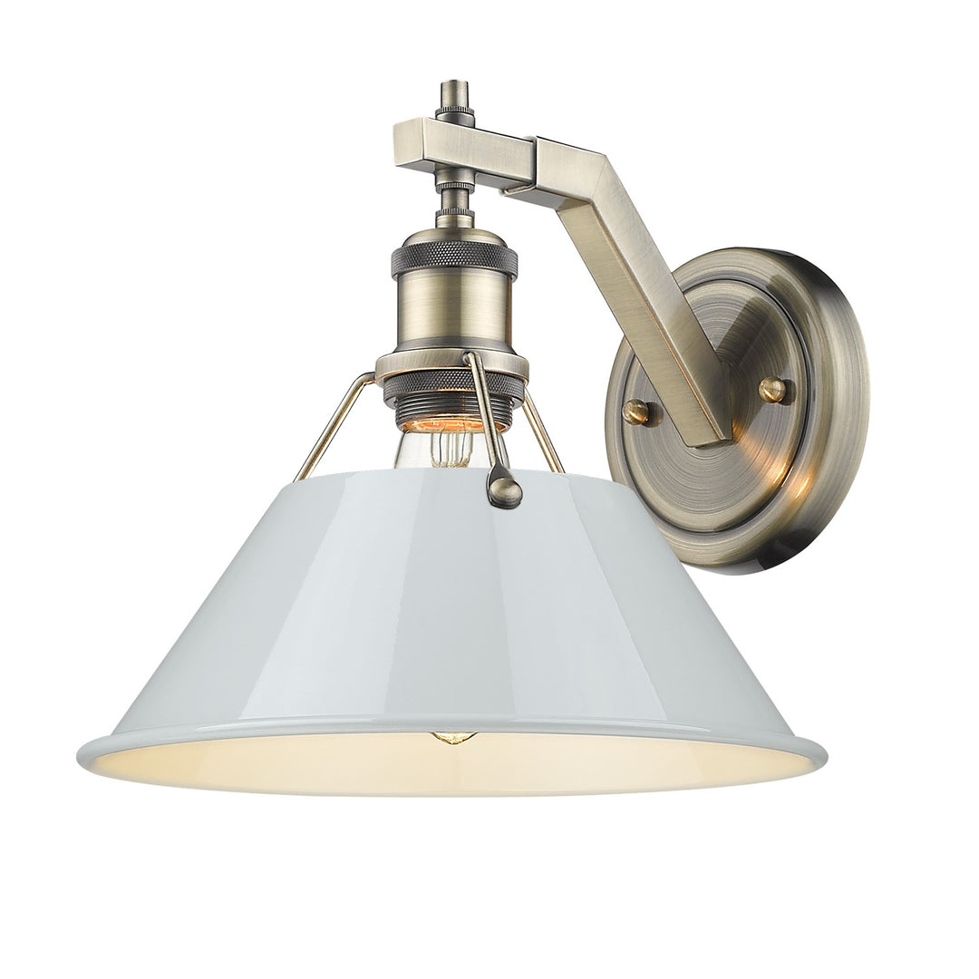 Ab 1 Light Wall Sconce In Aged Brass With Dusky Blue Shade by Golden