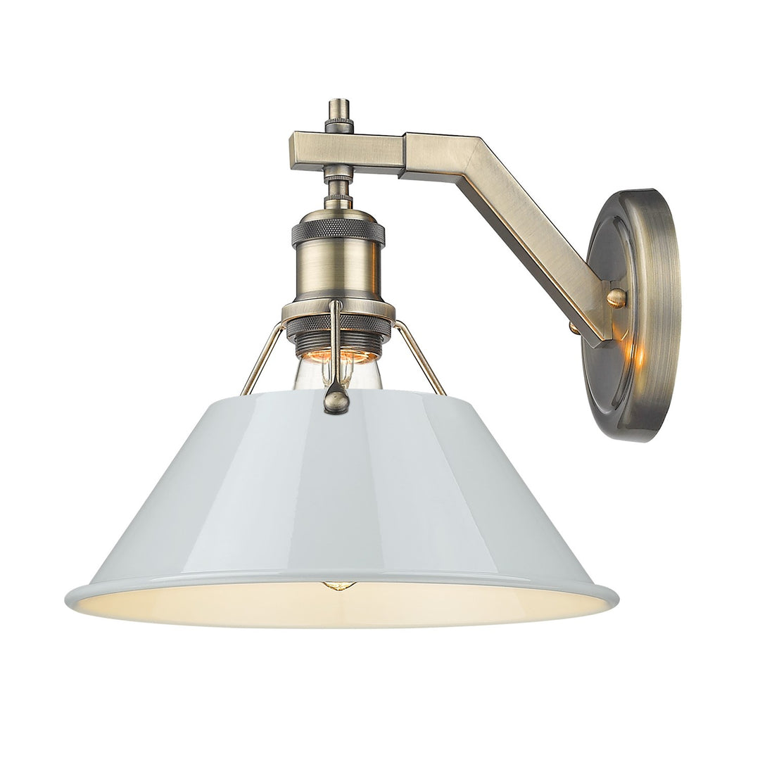 Ab 1 Light Wall Sconce In Aged Brass With Dusky Blue Shade