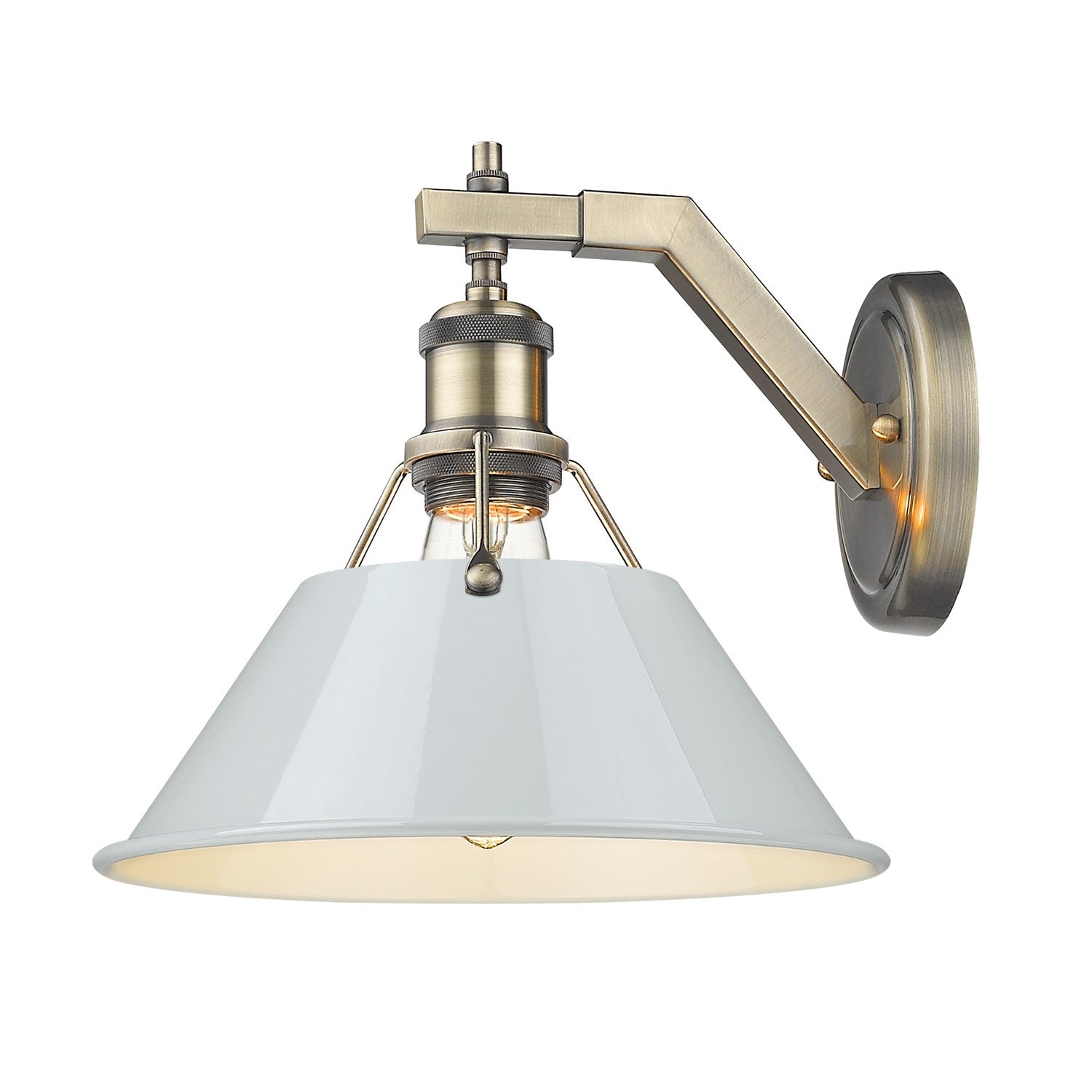 Ab 1 Light Wall Sconce In Aged Brass With Dusky Blue Shade