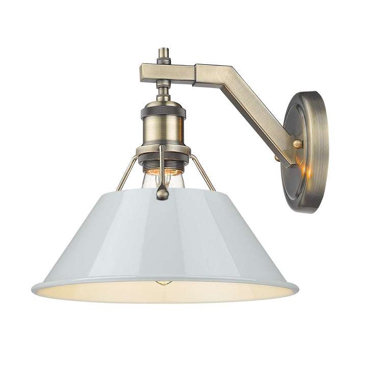Ab 1 Light Wall Sconce In Aged Brass With Dusky Blue Shade