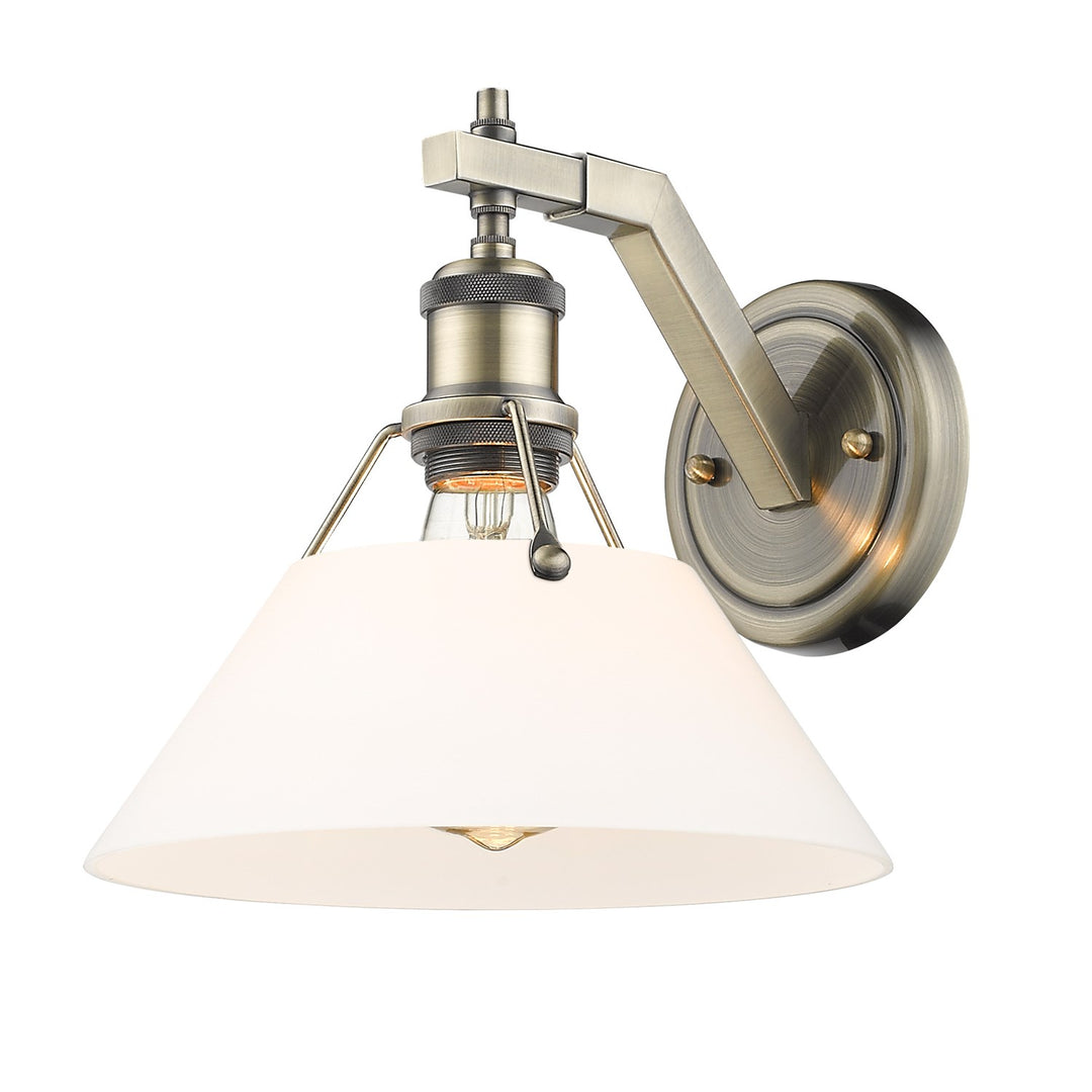 Ab 1 Light Wall Sconce In Aged Brass With Opal Glass by Golden