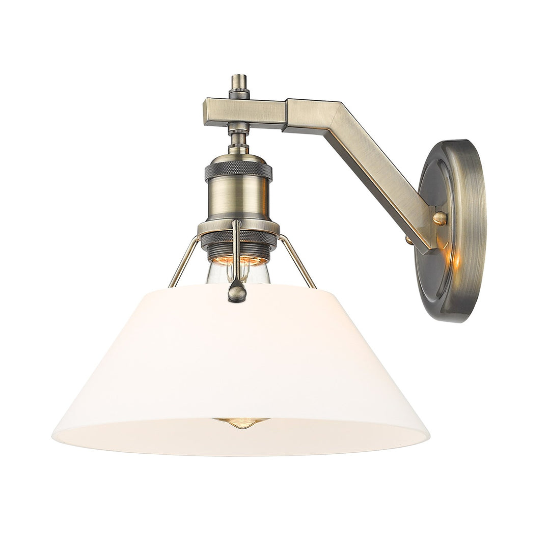 Ab 1 Light Wall Sconce In Aged Brass With Opal Glass