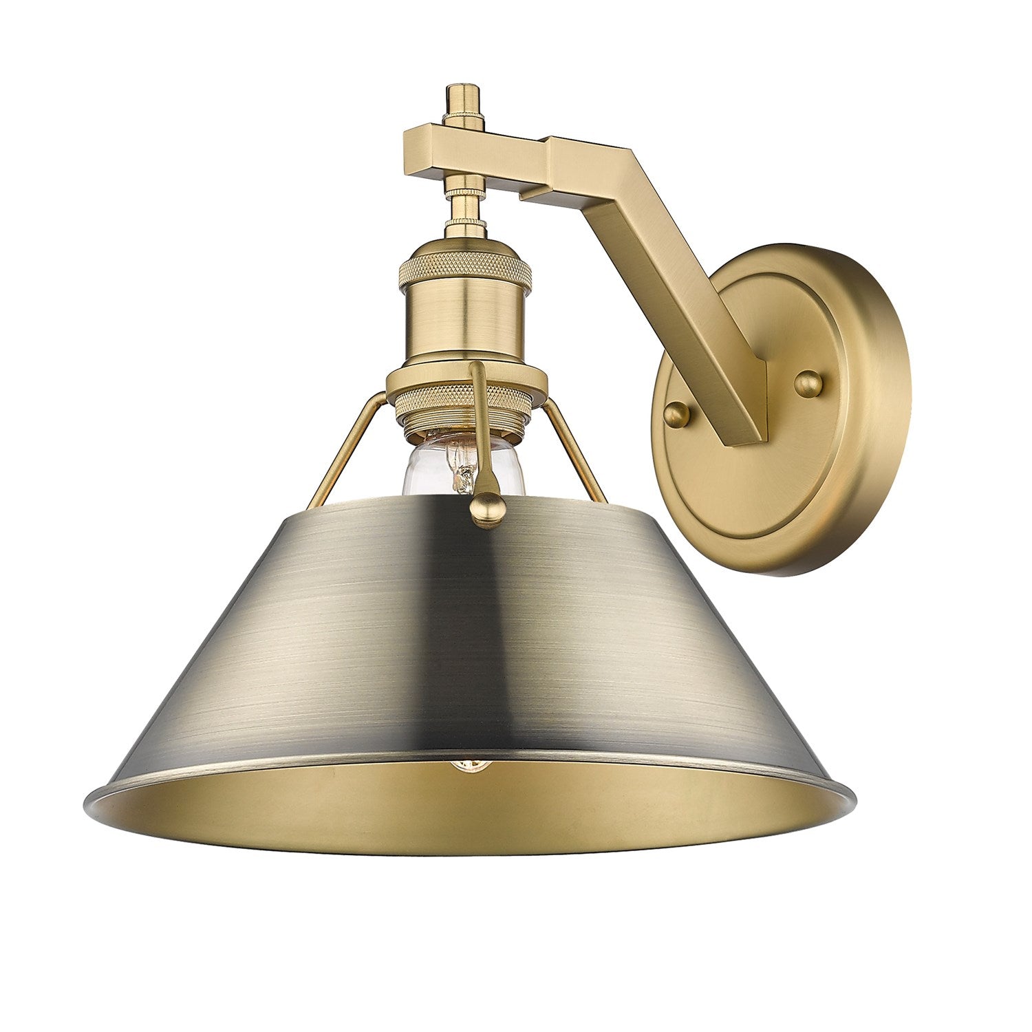 Bcb 1 Light Wall Sconce In Brushed Champagne Bronze With Aged Brass Shade by Golden