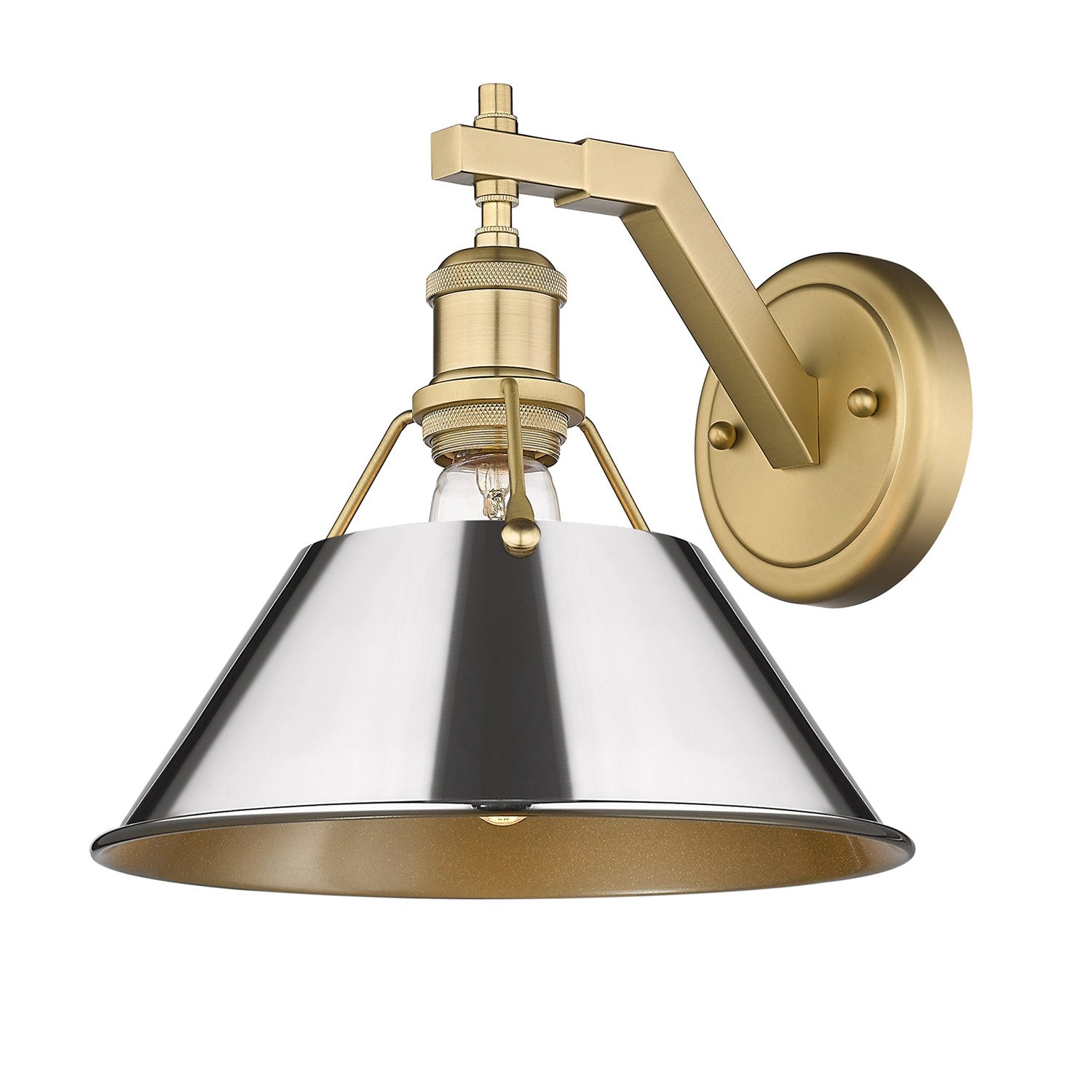 Bcb 1 Light Wall Sconce In Brushed Champagne Bronze With Chrome Shade by Golden