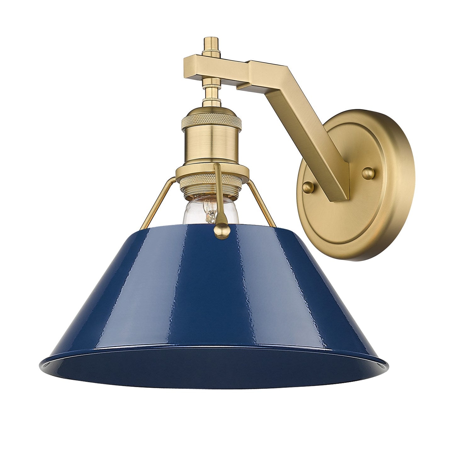 Bcb 1 Light Wall Sconce In Brushed Champagne Bronze With Matte Navy Shade by Golden