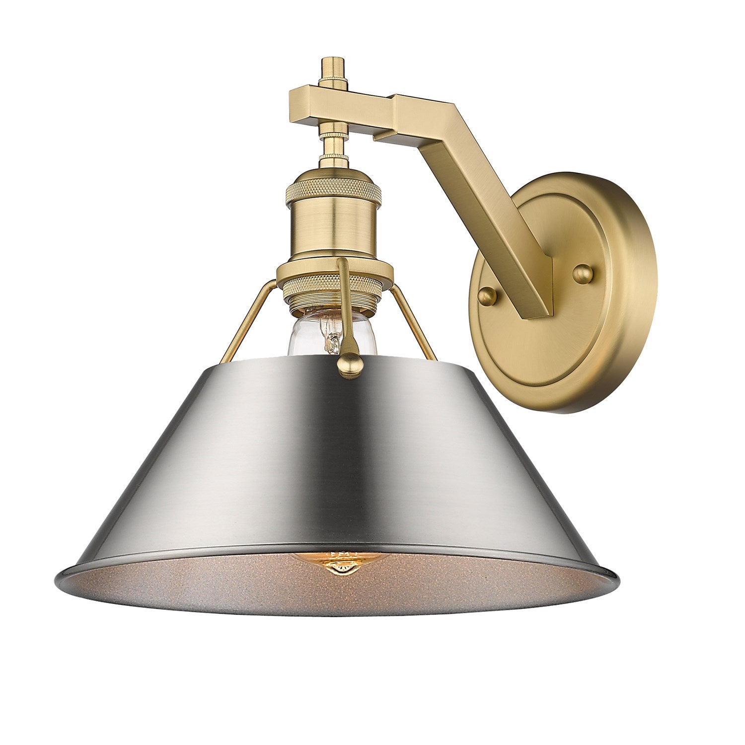 Bcb 1 Light Wall Sconce In Brushed Champagne Bronze With Pewter Shade by Golden