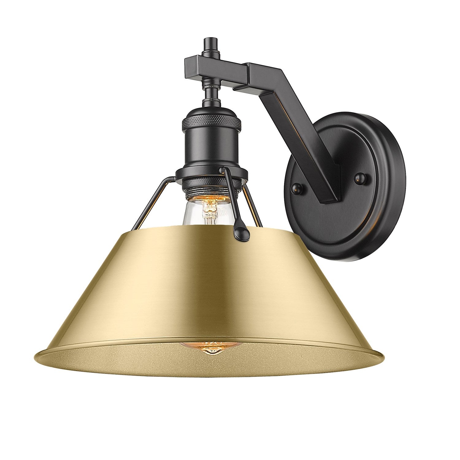 Blk 1 Light Wall Sconce In Matte Black With Brushed Bronze Shade by Golden