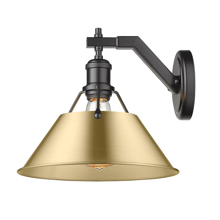 Blk 1 Light Wall Sconce In Matte Black With Brushed Bronze Shade
