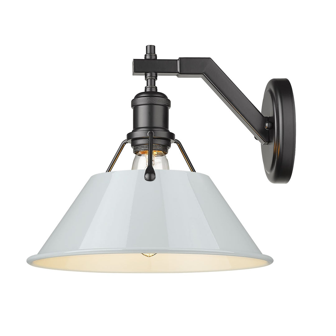 Blk 1 Light Wall Sconce In Matte Black With Dusky Blue Shade
