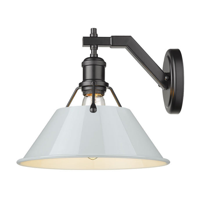Blk 1 Light Wall Sconce In Matte Black With Dusky Blue Shade