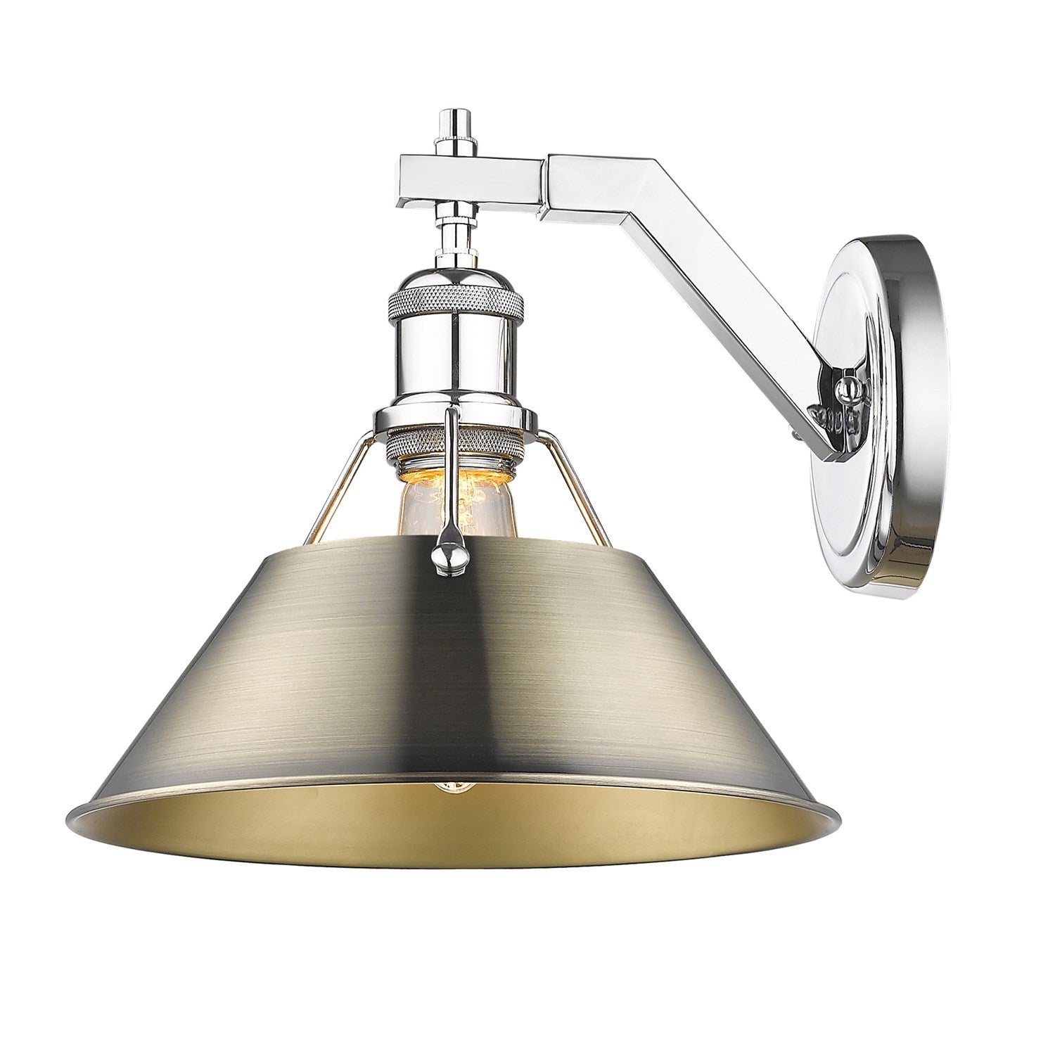 Ch 1 Light Wall Sconce In Chrome With Aged Brass Shade