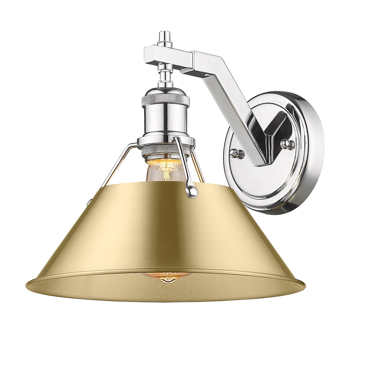 Ch 1 Light Wall Sconce In Chrome With Brushed Champagne Bronze Shade by Golden