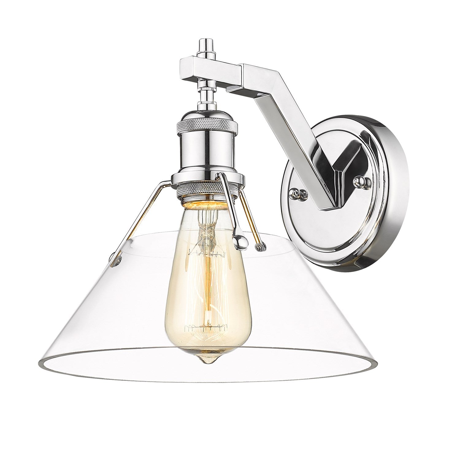 Ch 1 Light Wall Sconce In Chrome With Clear Glass by Golden